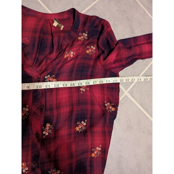 Democracy Womens Pink Shirt Plaid Long Sleeve Button Down Long Sleeve Size M - Picture 12 of 13